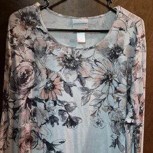2X Alfred Dunner Floral and Beaded Top